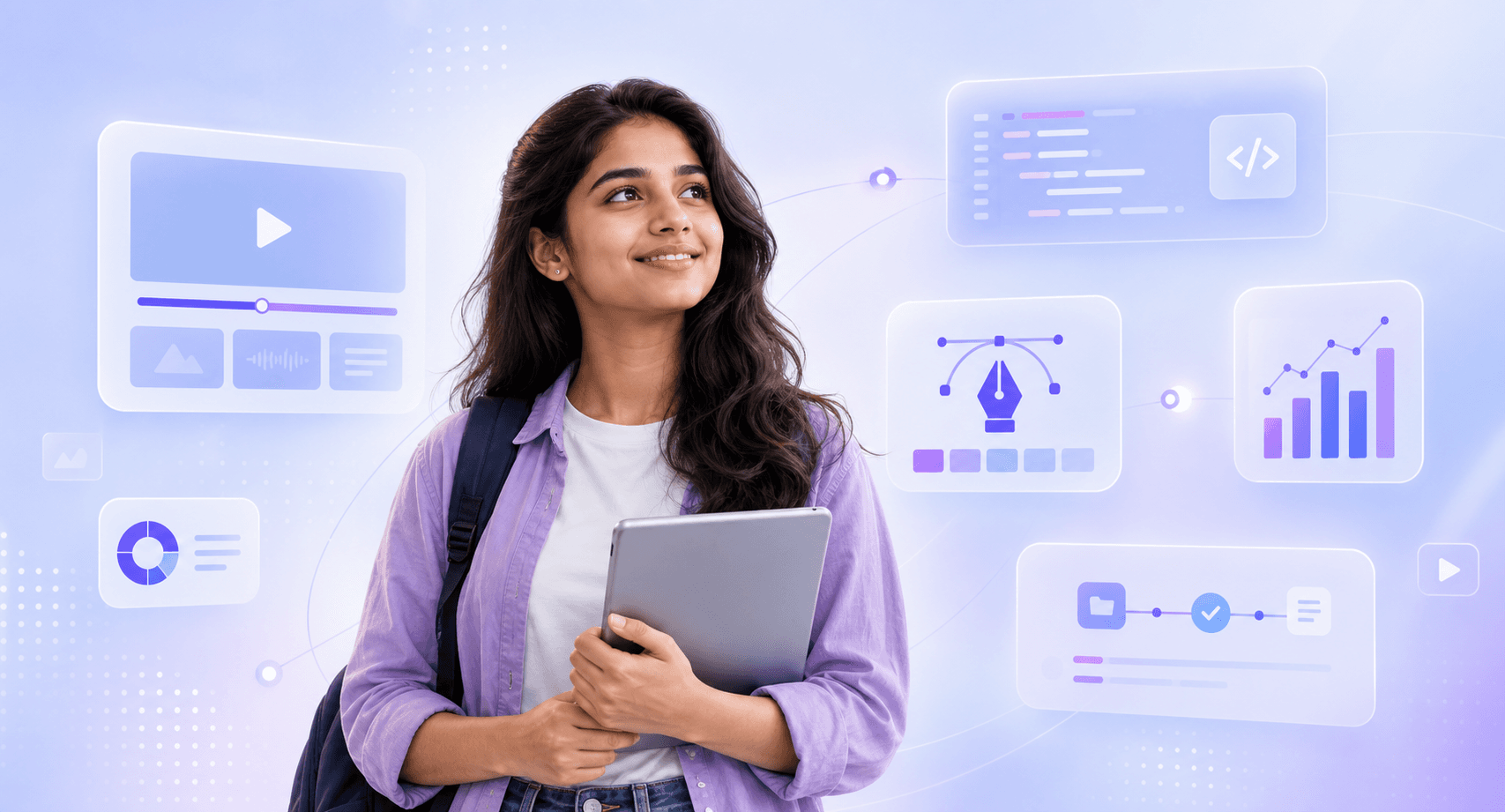 Skill Unbox girl student learning with practical technology tools