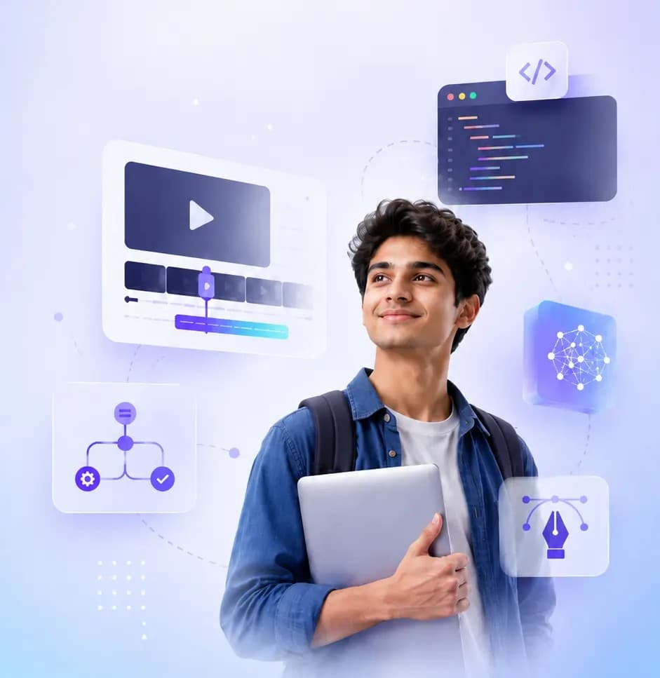 Skill Unbox student with learning and technology elements